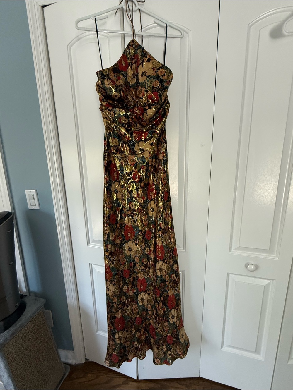 Nicole Miller Metallic Floral Maxi Dress Black/Multi